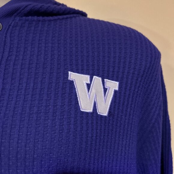 NEW Washington Huskies Colosseum Henley Purple Hoodie Button Sweater Men's L - Picture 3 of 12